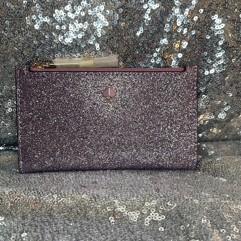 Kate spade - BNWT purple glitter bifold purse